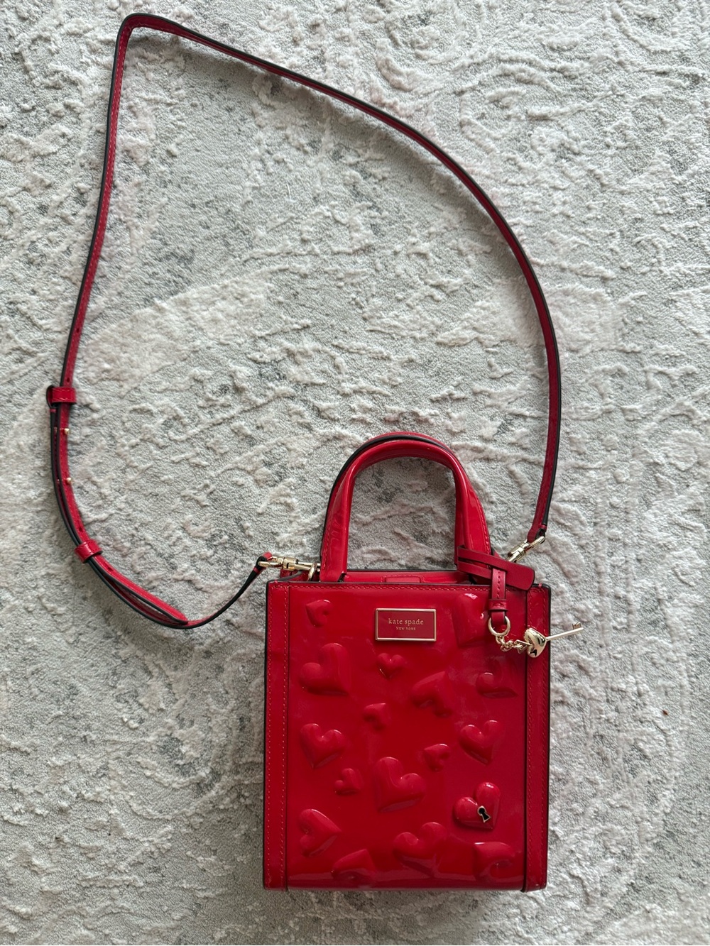 kate spade Red Heart-Embossed Mini Crossbody Tote